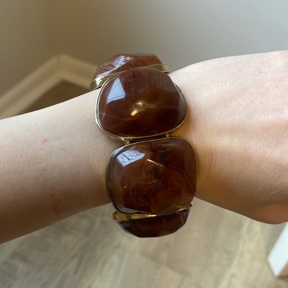 Elastic brown/gold large format bracelet